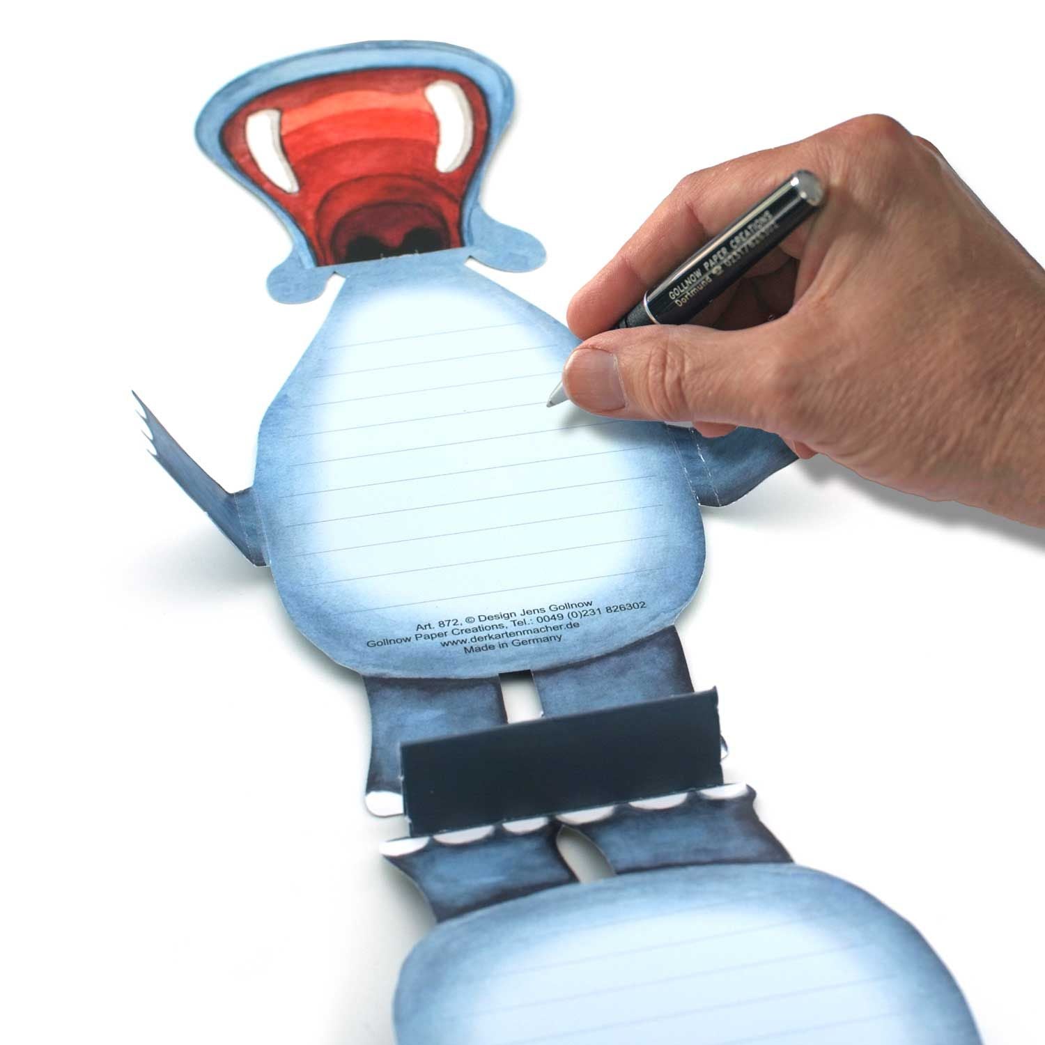 3D Tierfaltkarte "Nilpferd"