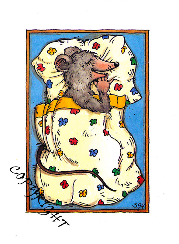 Carte postale Souris endormie