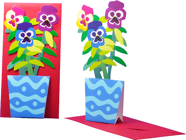 Carte fleur 3D "Pensée" 