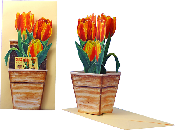 Carte pot de fleurs 3D "Tulipes"